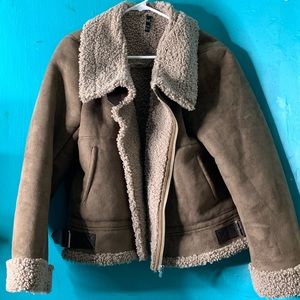 Faux sheepskin shearling jacket